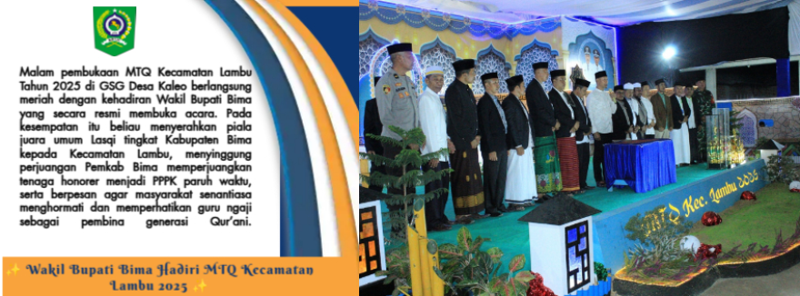 Wakil Bupati Bima Hadiri Pembukaan MTQ Kecamatan Lambu Tahun 2025 Di GSG Desa Kaleo 